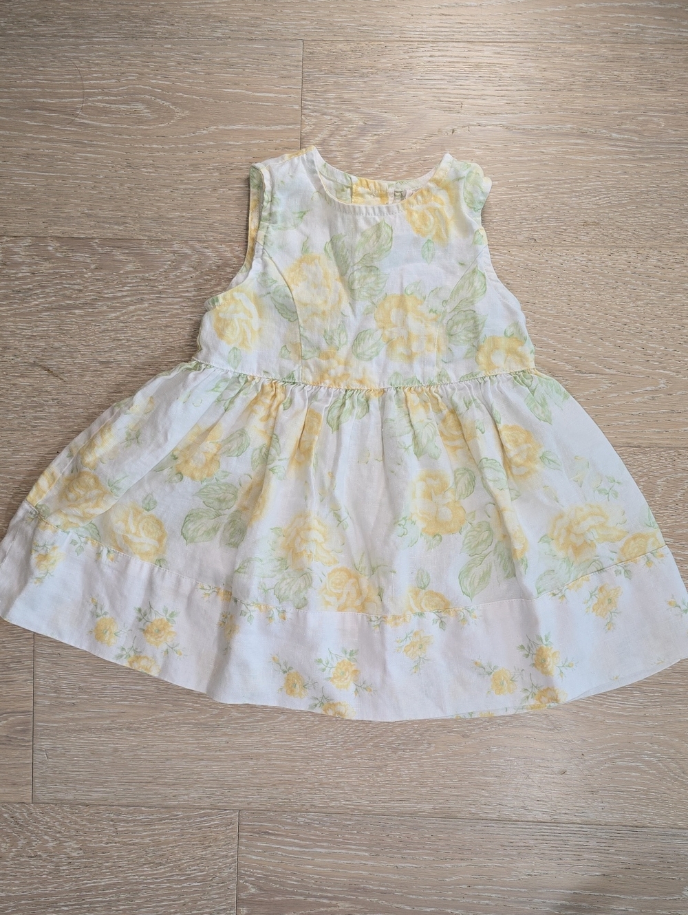 Baby GAP Linen Dress 12-18 Mo. Yellow Floral